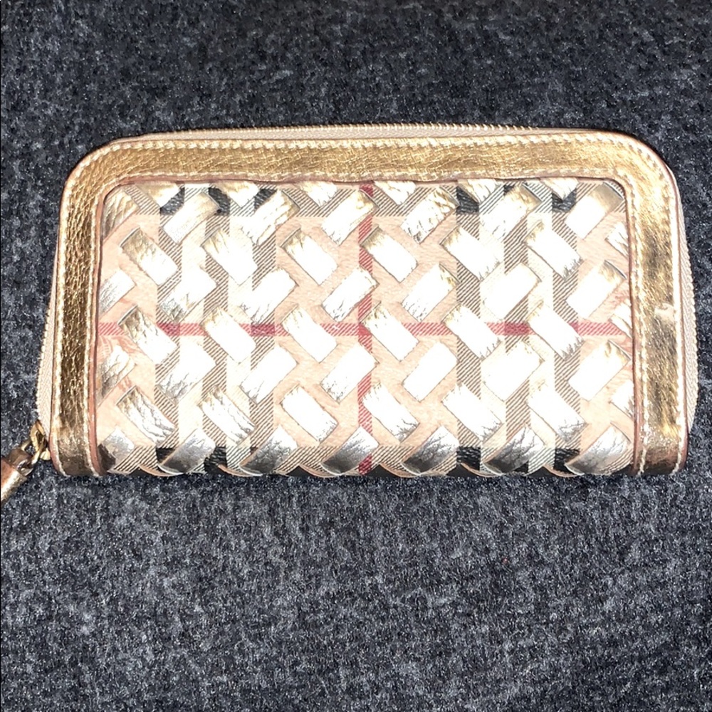 Burberry gold detail Zip Wallet